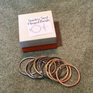New steel by design 10 hinged bangle bracelets in gold, silver,
